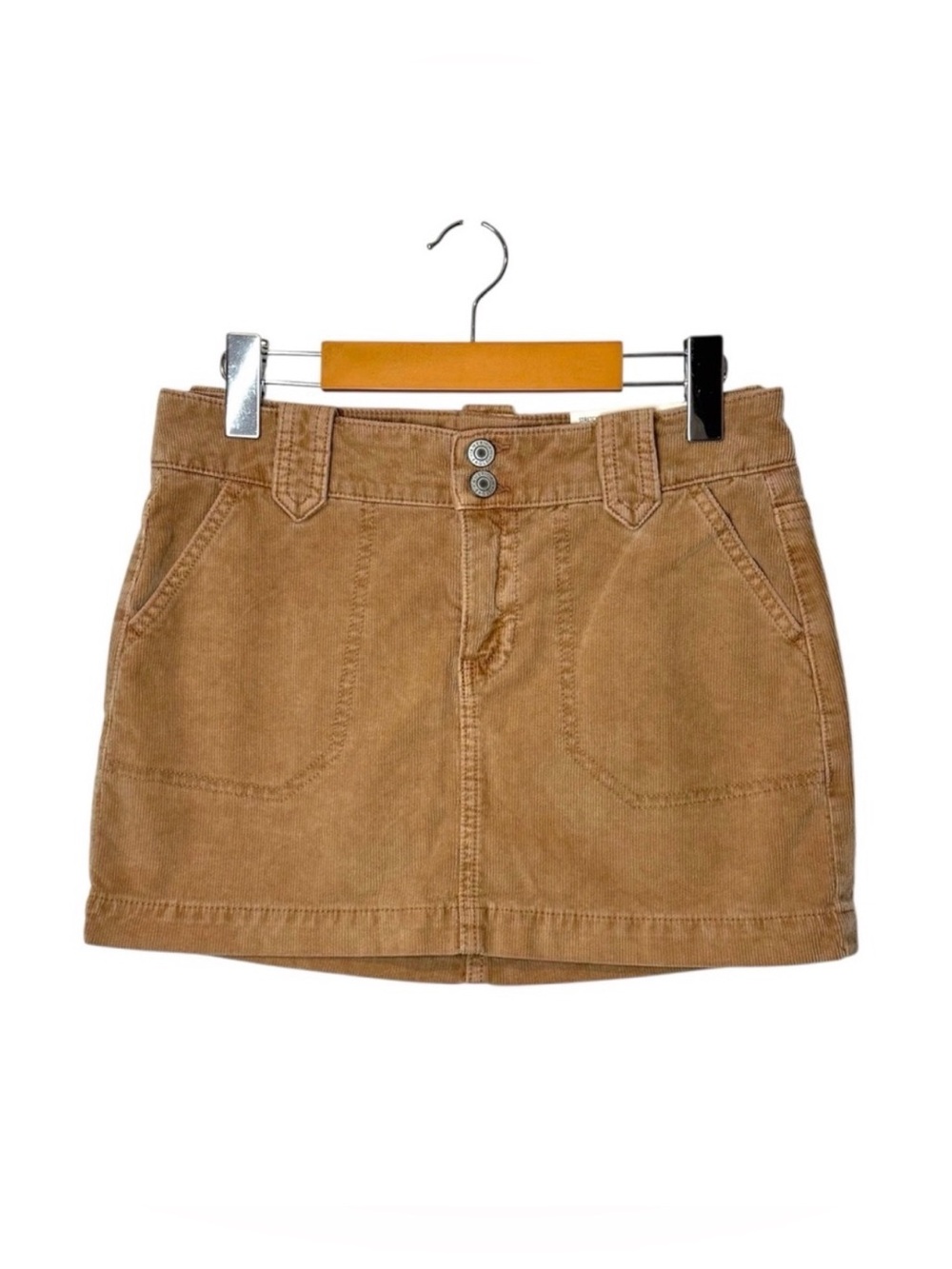 American Eagle Outfitters Casual Tan Autumn Corduroy Super Low Rise Mini Skirt